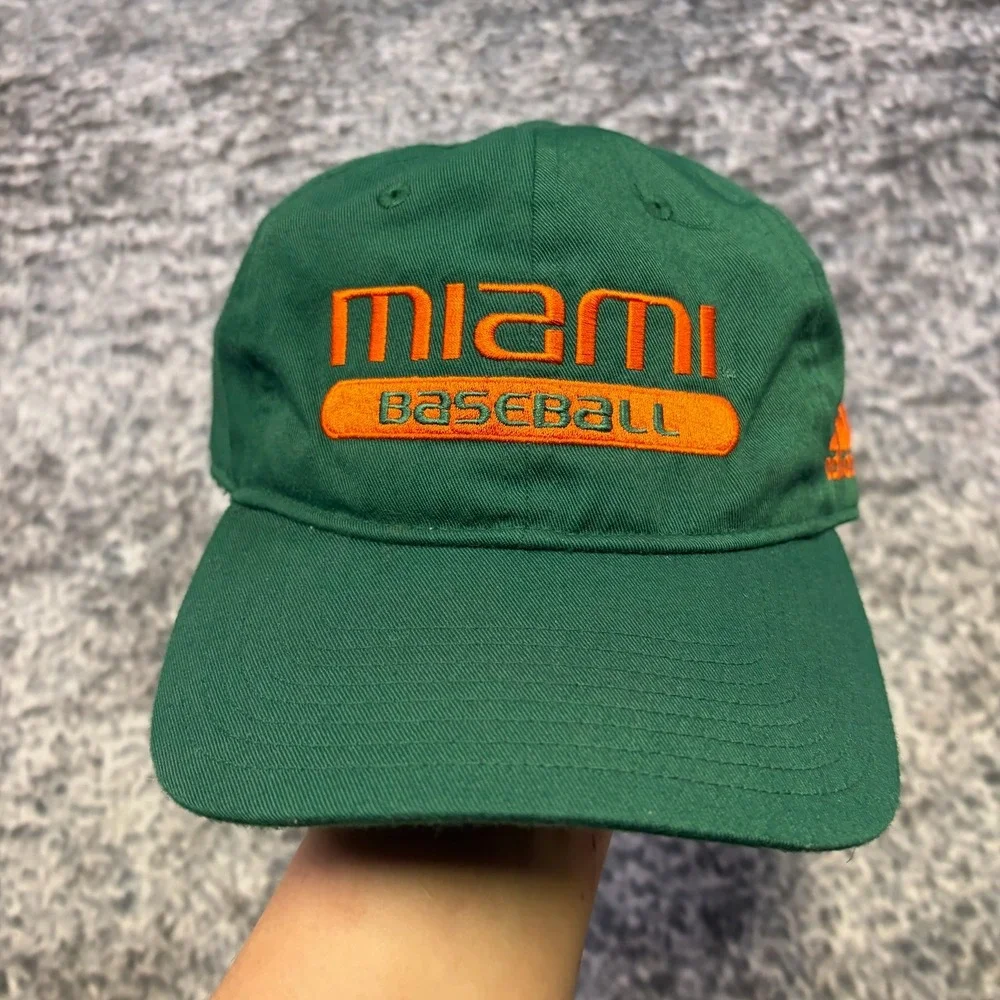Adidas Miami Hurricanes Baseball Hat Green Orange Embroidered Collegiate‎